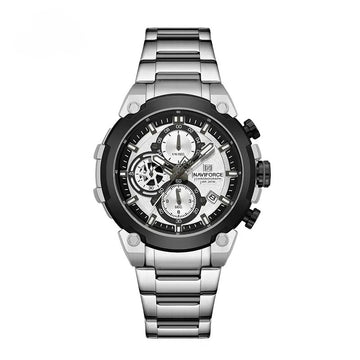 NAVIFORCE NF8071 Men’s Quartz Chronograph Watch, Stainless Steel Luminous Waterproof Sports Watch with Date and Stopwatch