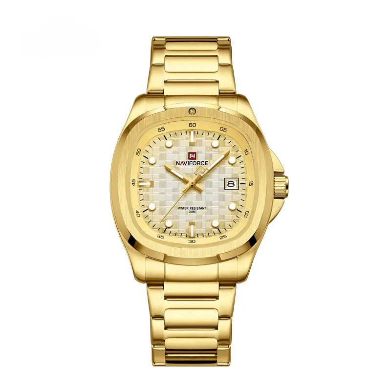 NAVIFORCE NF9240 Men’s Quartz Date Watch, Japanese Movement, Square Dial, Stainless Steel, Waterproof Design
