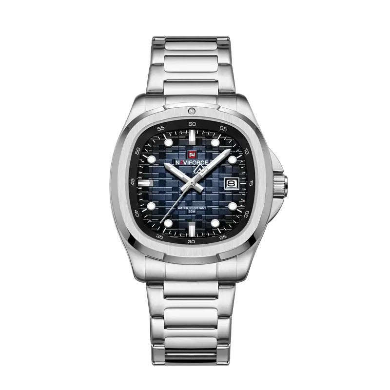 NAVIFORCE NF9240 Men’s Quartz Date Watch, Japanese Movement, Square Dial, Stainless Steel, Waterproof Design