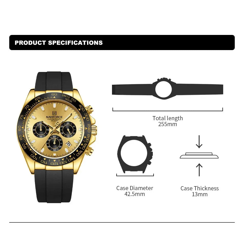 NAVIFORCE NF8054 New Luxury Fashion Men‘s Business Casual Wrist Watch