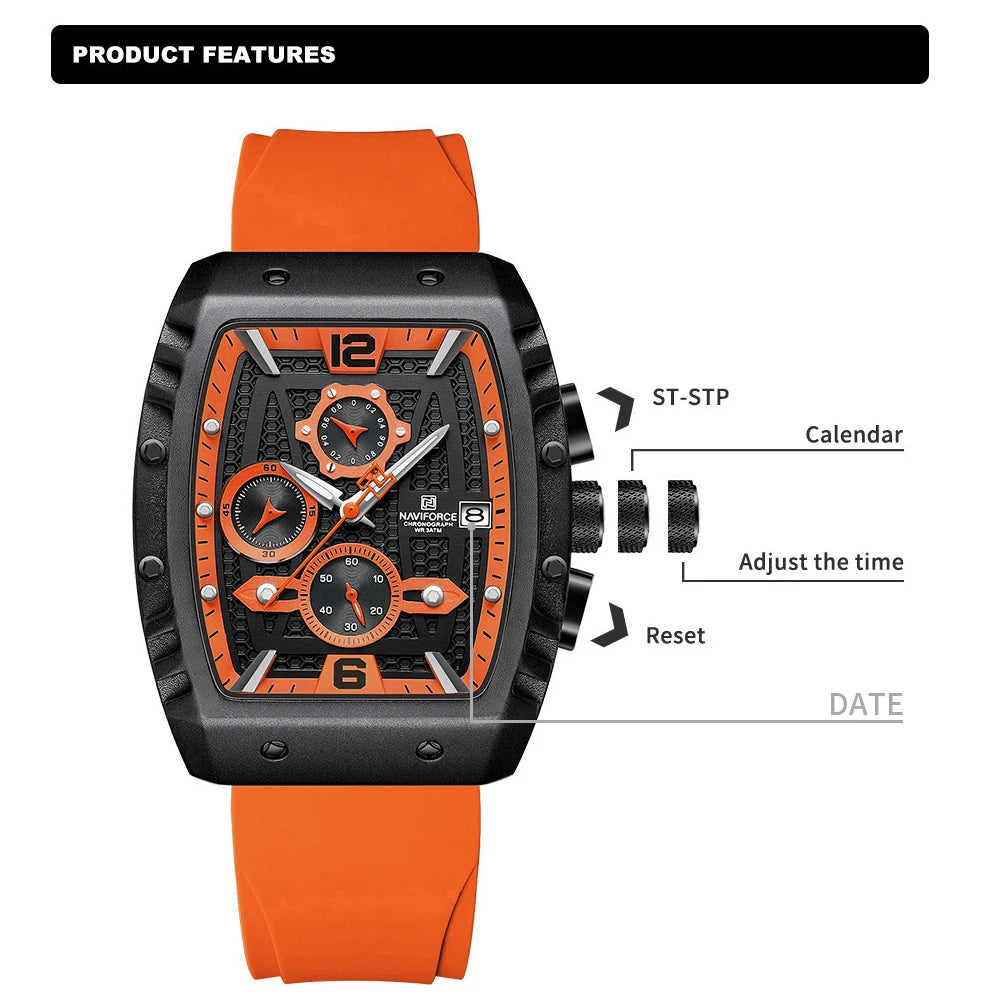 NAVIFORCE NF8025 Men’s Chronograph Watch – Waterproof, Luminous Date