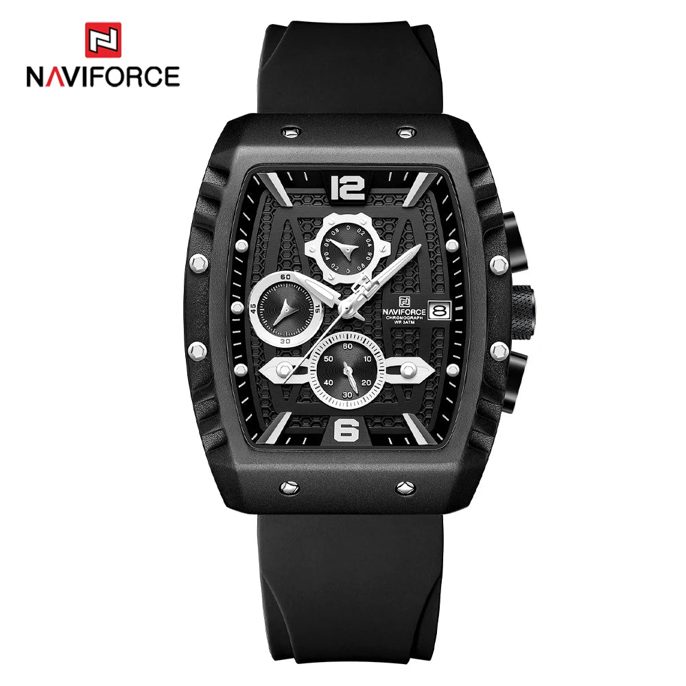 NAVIFORCE NF8025 Men’s Chronograph Watch – Waterproof, Luminous Date - black