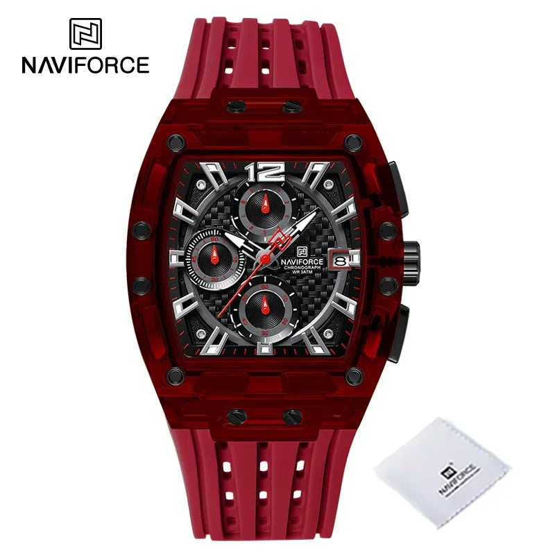 New NAVIFORCE Men’s Quartz Multifunction Watches Fashion Sports Chronograph 5ATM Waterproof Silicone Band Casual Man Wrist Watch - rbr