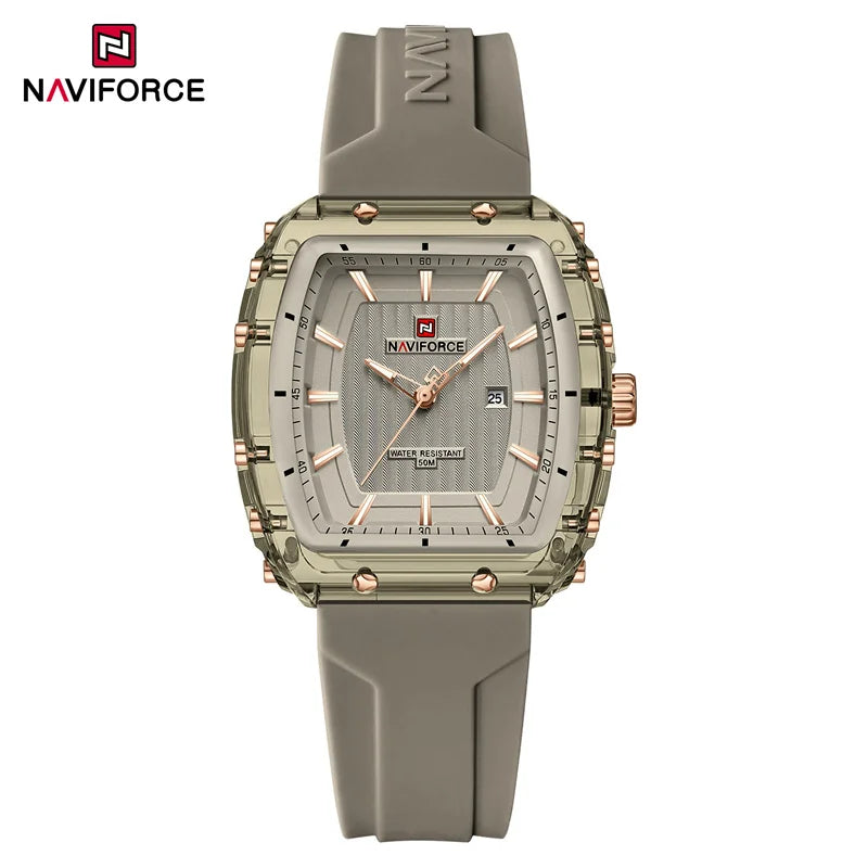 NAVIFORCE Ladies Wristwatches Fashion Comfortable Silicone Strap Date Women’s Watches Quality Waterproof Female Luminous Clock - gygygy
