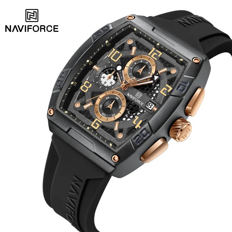 NAVIFORCE NF8052 Men Gold Design Quartz Watches Casual Male Wrist Watch - brgb-2