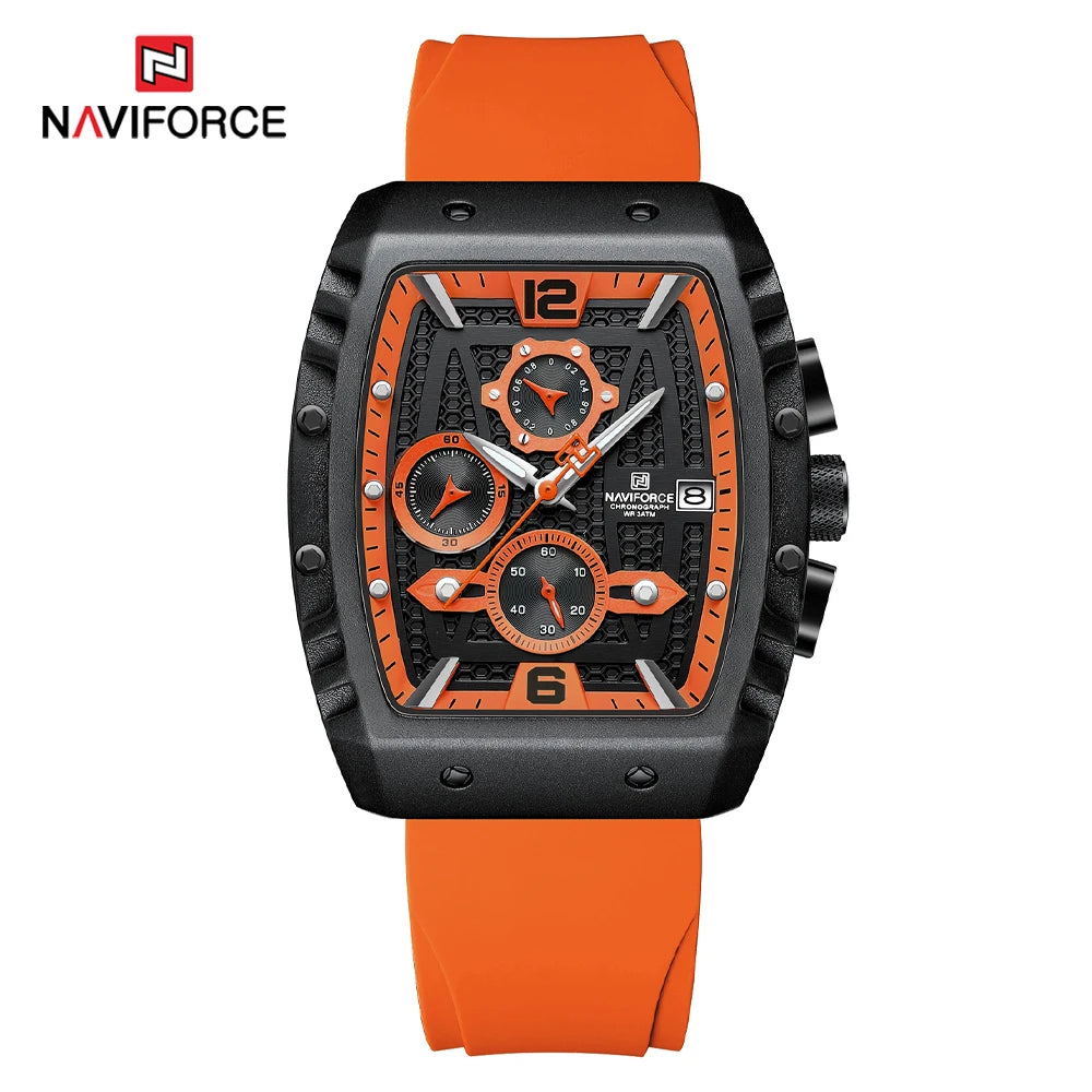 NAVIFORCE NF8025 Men’s Chronograph Watch – Waterproof, Luminous Date - orange