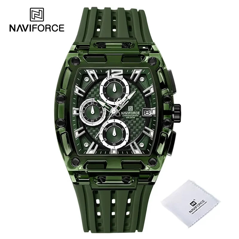 New NAVIFORCE Men’s Quartz Multifunction Watches Fashion Sports Chronograph 5ATM Waterproof Silicone Band Casual Man Wrist Watch - gngngn-2