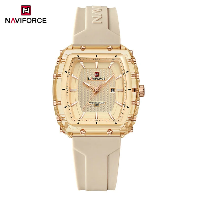 NAVIFORCE Ladies Wristwatches Fashion Comfortable Silicone Strap Date Women’s Watches Quality Waterproof Female Luminous Clock - rgrgbg
