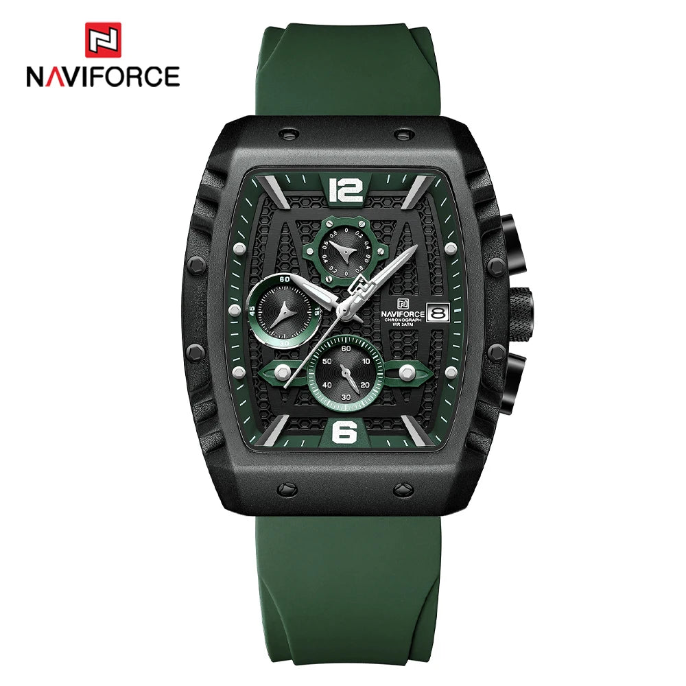NAVIFORCE NF8025 Men’s Chronograph Watch – Waterproof, Luminous Date - green