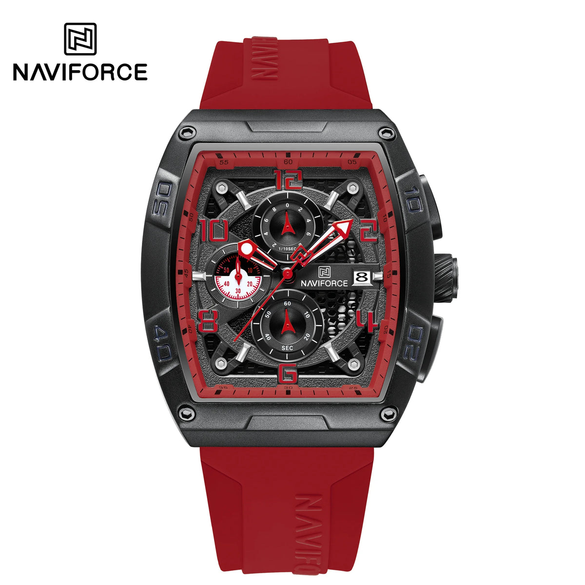 NAVIFORCE NF8052 Large Dial Multifunction Chronograph Watch - red