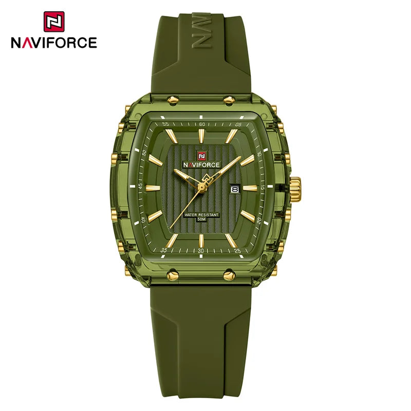 NAVIFORCE Ladies Wristwatches Fashion Comfortable Silicone Strap Date Women’s Watches Quality Waterproof Female Luminous Clock - gnggn
