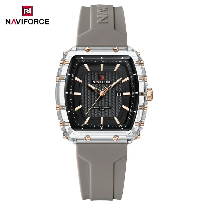 NAVIFORCE Ladies Wristwatches Fashion Comfortable Silicone Strap Date Women’s Watches Quality Waterproof Female Luminous Clock - sbgy