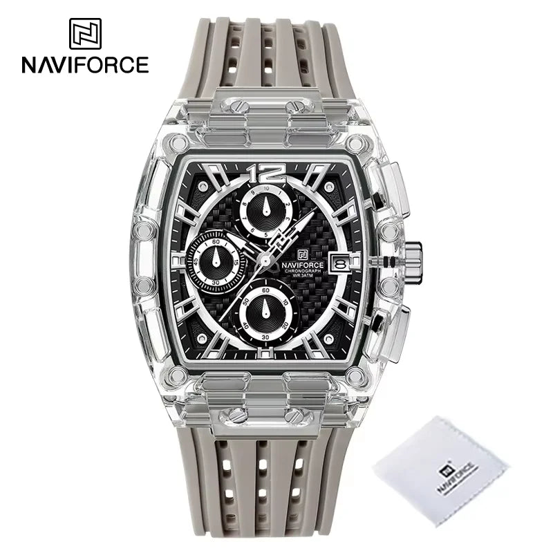 New NAVIFORCE Men’s Quartz Multifunction Watches Fashion Sports Chronograph 5ATM Waterproof Silicone Band Casual Man Wrist Watch - sbgy-2