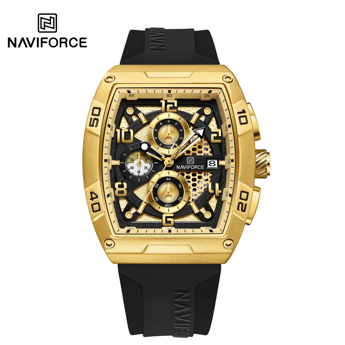 NAVIFORCE NF8052 Men Gold Design Quartz Watches Casual Male Wrist Watch - ggb