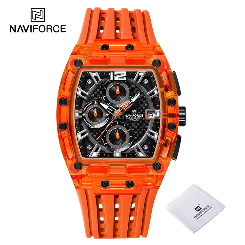 New NAVIFORCE Men’s Quartz Multifunction Watches Fashion Sports Chronograph 5ATM Waterproof Silicone Band Casual Man Wrist Watch - obo-2