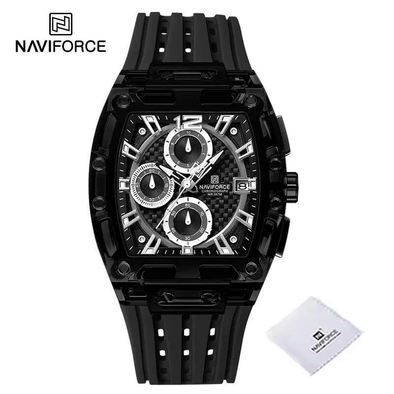 New NAVIFORCE Men’s Quartz Multifunction Watches Fashion Sports Chronograph 5ATM Waterproof Silicone Band Casual Man Wrist Watch - bbb-2