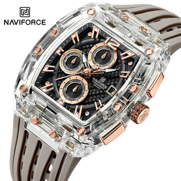 New NAVIFORCE Men’s Quartz Multifunction Watches Fashion Sports Chronograph 5ATM Waterproof Silicone Band Casual Man Wrist Watch