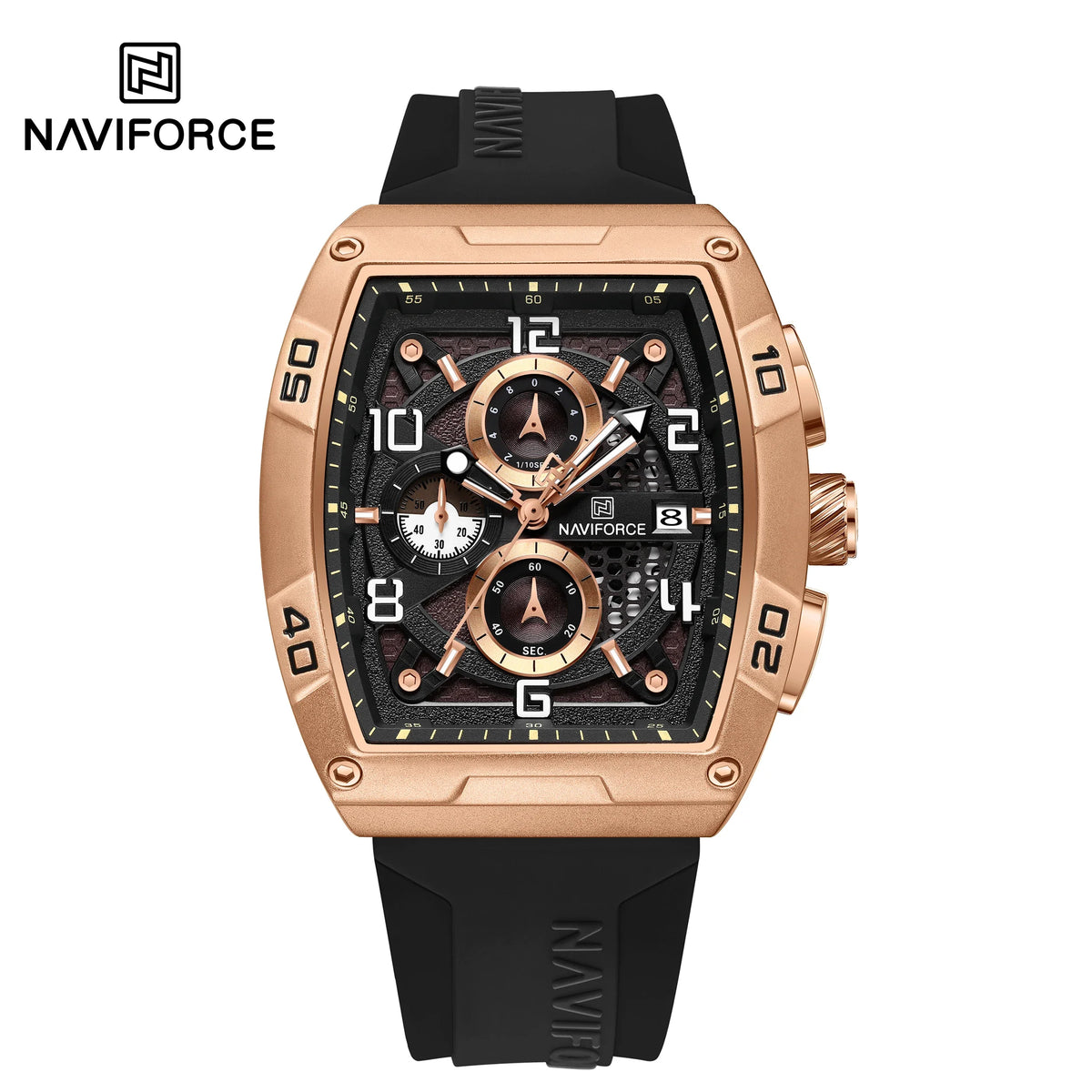 NAVIFORCE NF8052 Large Dial Multifunction Chronograph Watch - rose-gold
