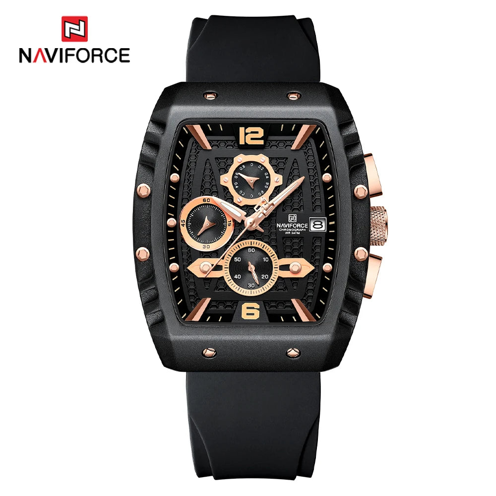 NAVIFORCE NF8025 Men’s Chronograph Watch – Waterproof, Luminous Date - black-golden