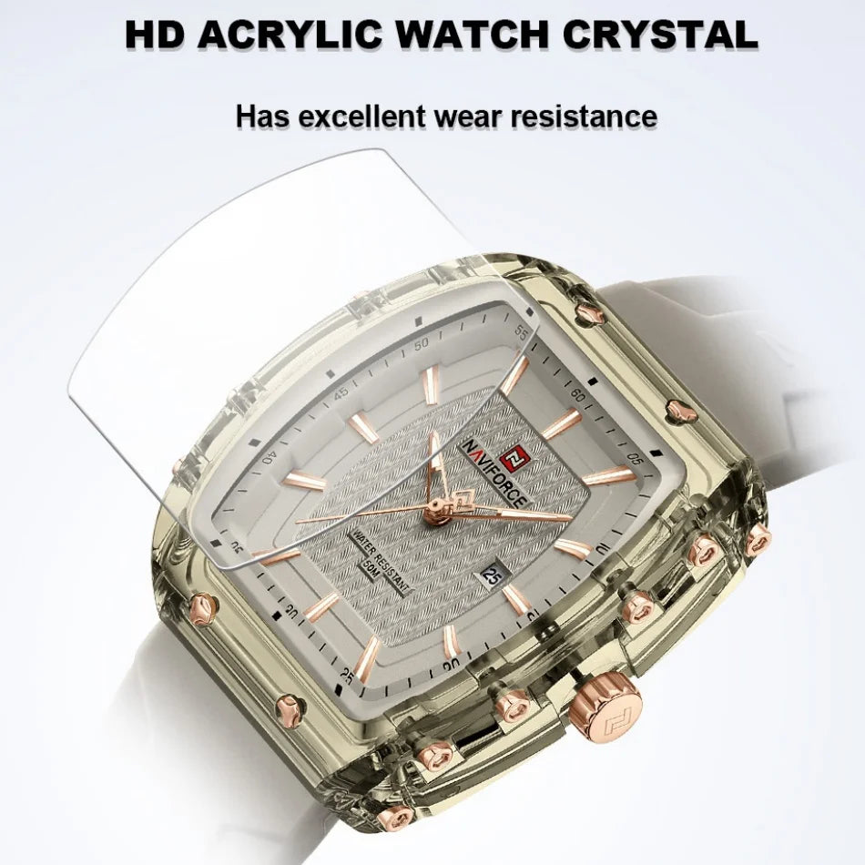NAVIFORCE Ladies Wristwatches Fashion Comfortable Silicone Strap Date Women’s Watches Quality Waterproof Female Luminous Clock