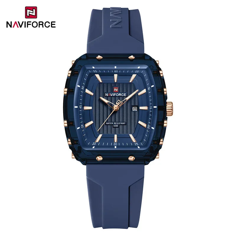 NAVIFORCE Ladies Wristwatches Fashion Comfortable Silicone Strap Date Women’s Watches Quality Waterproof Female Luminous Clock - bebebe