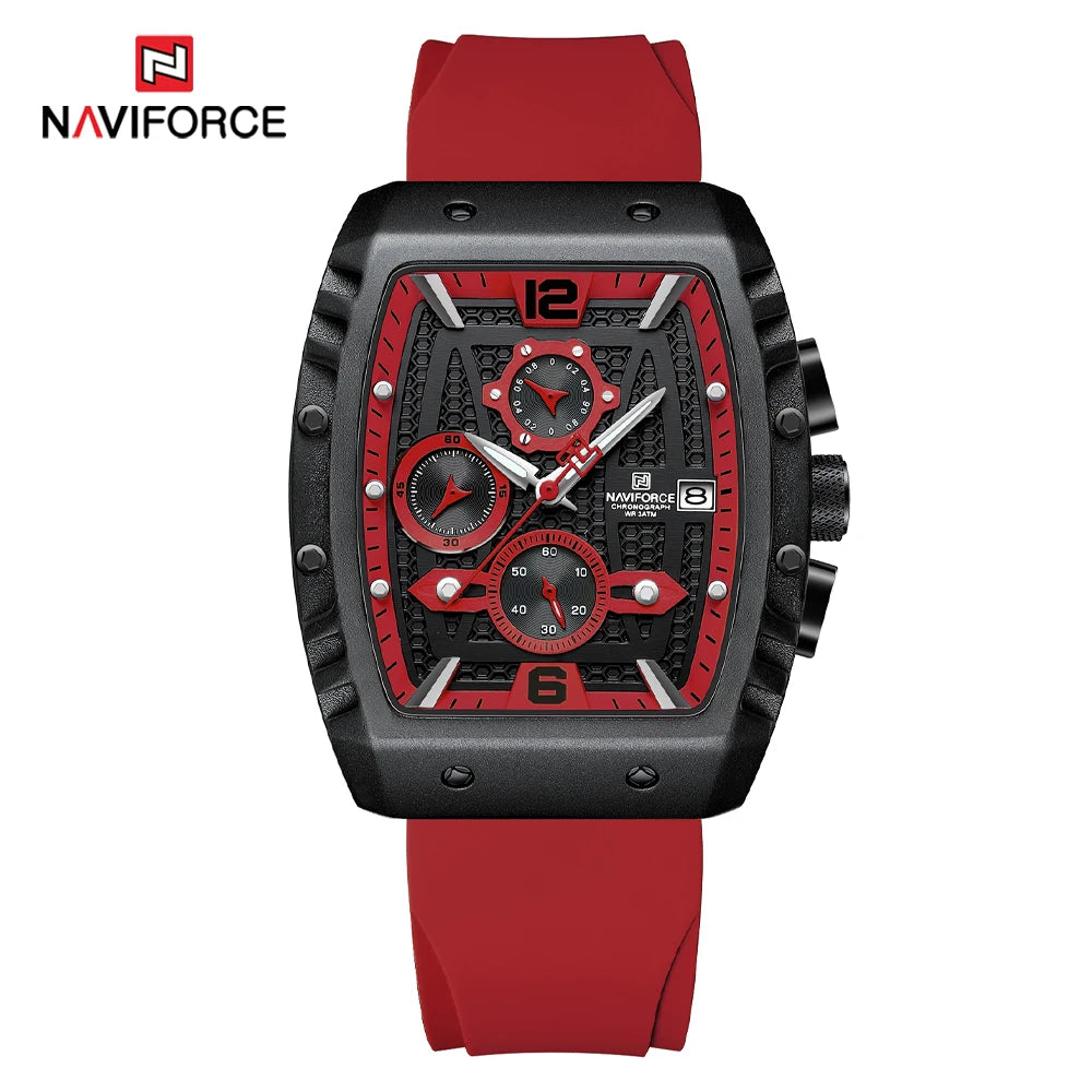 NAVIFORCE NF8025 Men’s Chronograph Watch – Waterproof, Luminous Date - red