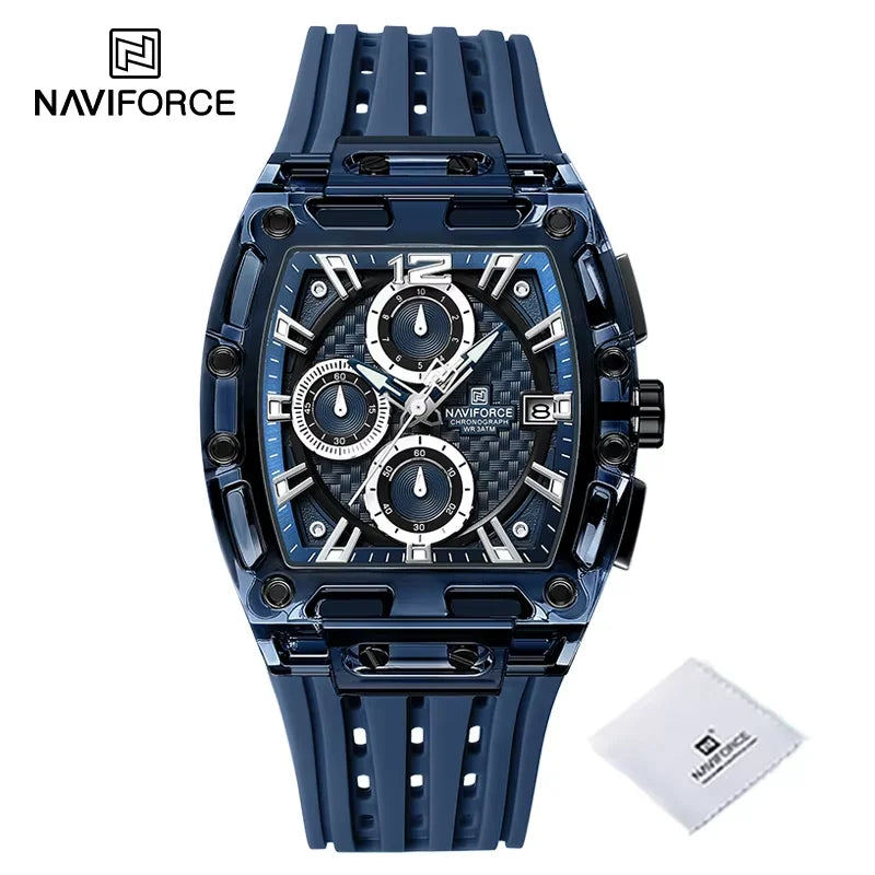 New NAVIFORCE Men’s Quartz Multifunction Watches Fashion Sports Chronograph 5ATM Waterproof Silicone Band Casual Man Wrist Watch - bebebe-2