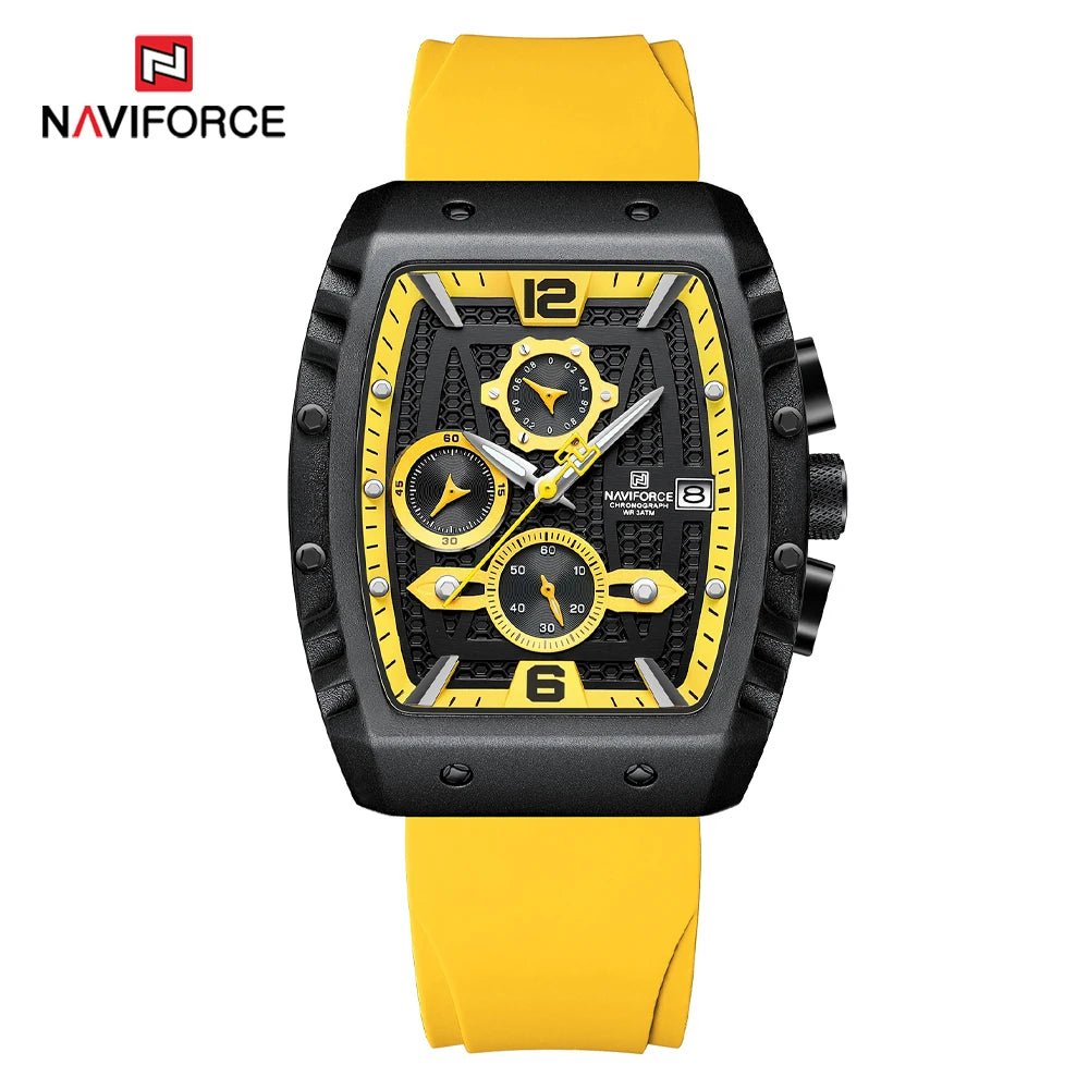 NAVIFORCE NF8025 Men’s Chronograph Watch – Waterproof, Luminous Date - yellow