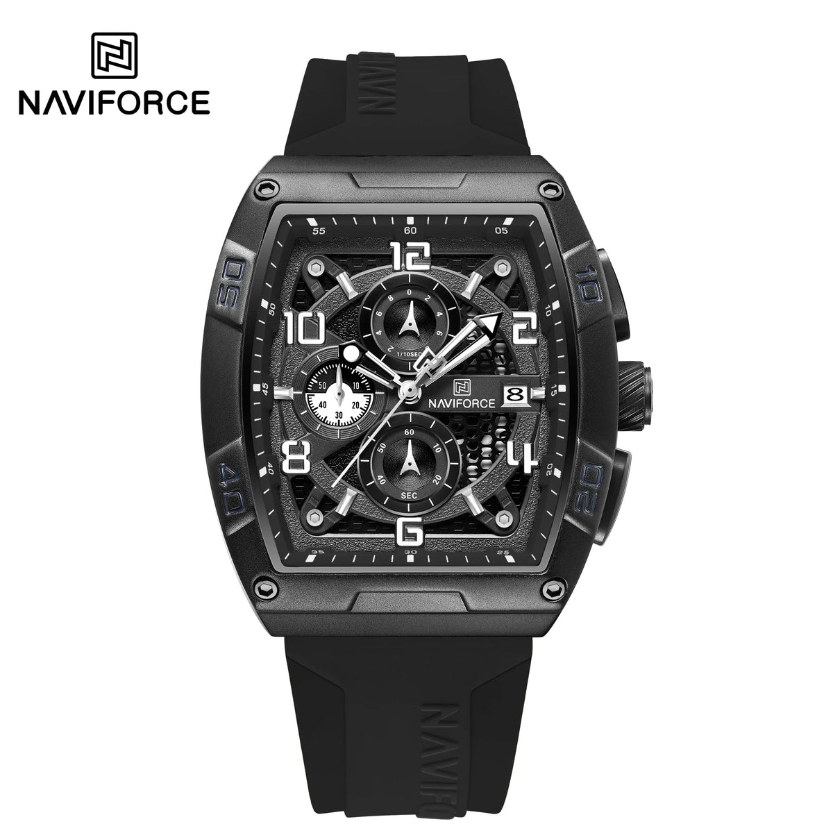 NAVIFORCE NF8052 Large Dial Multifunction Chronograph Watch - black