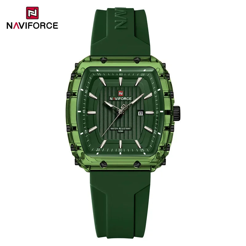 NAVIFORCE Ladies Wristwatches Fashion Comfortable Silicone Strap Date Women’s Watches Quality Waterproof Female Luminous Clock - gngngn
