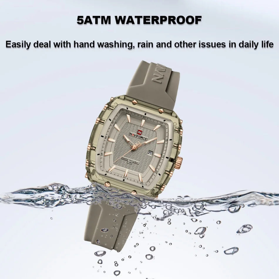 NAVIFORCE Ladies Wristwatches Fashion Comfortable Silicone Strap Date Women’s Watches Quality Waterproof Female Luminous Clock
