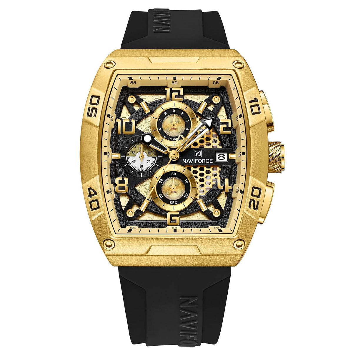 NAVIFORCE NF8052 Casual Silicone Quartz Watch for Men - black-gold