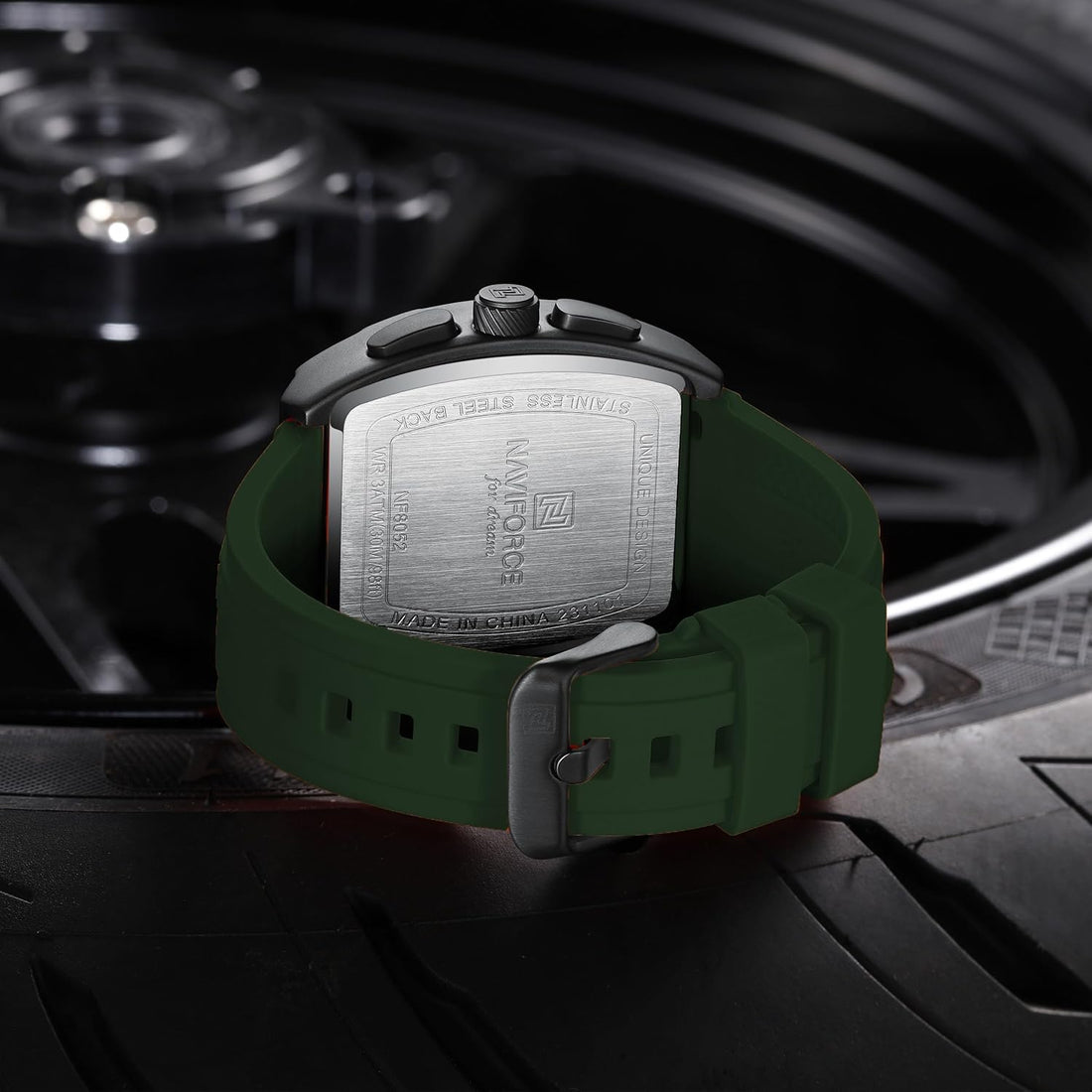 NAVIFORCE NF8052 Black Rose Gold watch front view