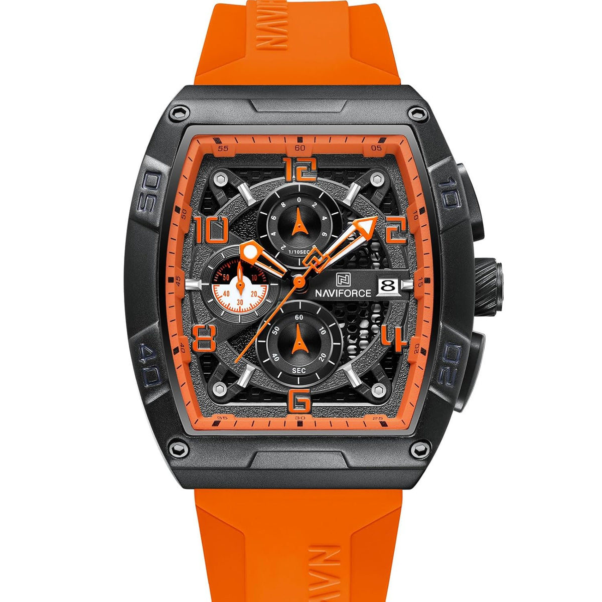 NAVIFORCE NF8052 Orange Black watch front view